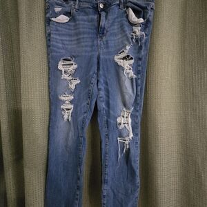 American Eagle Outfitters Ripped Blue Boyfriend Jeans